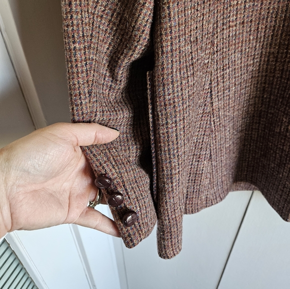 Vintage Forstmann Welsh Tweed 100% Virgin wool button down blazer Size L - Picture 15 of 16
